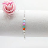 4mm Round Opal Bracelet 925 Silver with 5 Opal Ball Beads