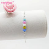 4mm Round Opal Bracelet 925 Silver with 5 Opal Ball Beads