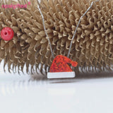 Synthetic Opal red Christmas hat Pendant Necklace with Pearl