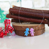 Synthetic boy & pink girl Opal Necklace 925 Silver Transparent Nylon Chain