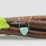 10mm Baby Green Heart Necklace 925 Silver Synthetic Opal