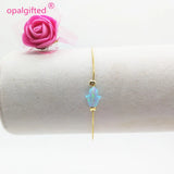 8x10mm Synthetic Opal Hamsa Bracelet 925 Silver Jewelry Opal Bracelet