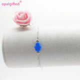 8x10mm Synthetic Opal Hamsa Bracelet 925 Silver Jewelry Opal Bracelet