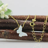 925 Sterling Snow Butterfly Fire Opal Necklace