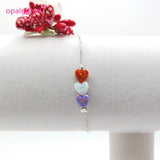6mm Opal Heart Silver 925 Bracelet Women's Jewelry Gift