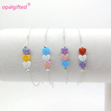 6mm Opal Heart Silver 925 Bracelet Women's Jewelry Gift