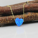 Sterling Silver Opal Heart Necklace Gift