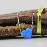 Sterling Silver Opal Heart Necklace Gift