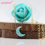 (1pc/lot) High Synthetic 8*11mm OP17 Opal Moon Shape Pendant Necklace