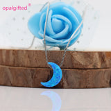 (1pc/lot) High Synthetic 8*11mm OP17 Opal Moon Shape Pendant Necklace