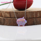 11*12mm Synthetic Opal Pink Pig S925 Silver Necklace