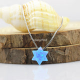 OP06 Light Fire opal Pendant Synthetic Opal david star necklace with S925 Silver