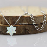 OP06 Light Fire opal Pendant Synthetic Opal david star necklace with S925 Silver
