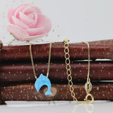 OP06 Light 12mm Synthetic Opal Necklace Dolphin 925 Silver Necklace