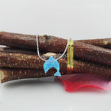 OP06 Light 12mm Synthetic Opal Necklace Dolphin 925 Silver Necklace