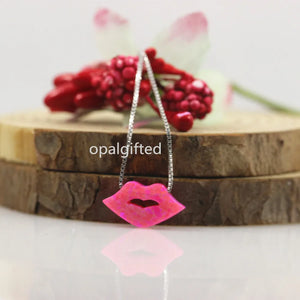 Opal Lips Synthetic 8*15mm Opal Lip Pendant Necklace For Women