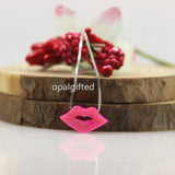 Opal Lips Synthetic 8*15mm Opal Lip Pendant Necklace For Women
