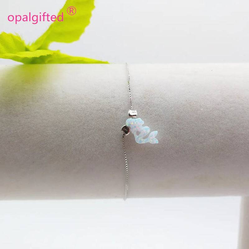 Synthetic Mermaid Opal Bracelet with 925 Silver Chain