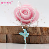 Op03 Mint Synthetic Opal Fairy Necklace 925 Silver Jewelry