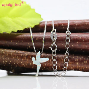 Op03 Mint Synthetic Opal Fairy Necklace 925 Silver Jewelry