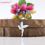 Op03 Mint Synthetic Opal Fairy Necklace 925 Silver Jewelry