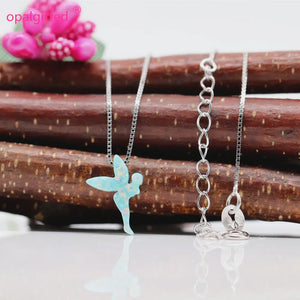 Op03 Mint Synthetic Opal Fairy Necklace 925 Silver Jewelry
