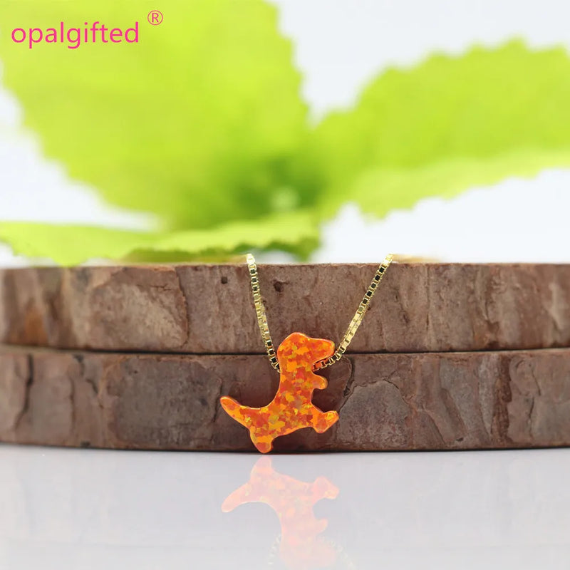 T-Rex Opal Pendant Necklace 925 Silver Chain