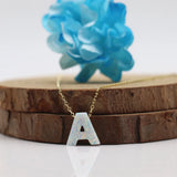Synthetic op17 Opal Letter A Pendant Necklace with O Chain for Women