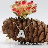 Synthetic op17 Opal Letter A Pendant Necklace with O Chain for Women