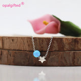 (1pc/lot) Opal Beads with 925 Silver Star Necklace