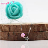 (1pc/lot) Opal Beads with 925 Silver Star Necklace