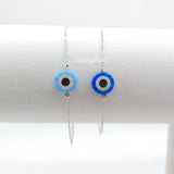 10mm Synthetic Opal Turkey Evil Eye Bracelet with Sterling Silver Chain
