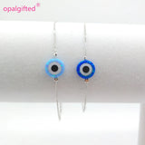 10mm Synthetic Opal Turkey Evil Eye Bracelet with Sterling Silver Chain