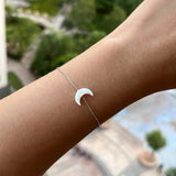 8*11mm Synthetic Opal Fire Light Moon Bracelet 925 Silver O Chain Girls Gift