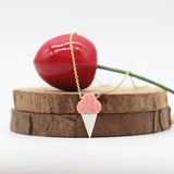 1pc Synthetic Opal ice cream 925 Silver necklace