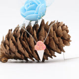 1pc Synthetic Opal ice cream 925 Silver necklace
