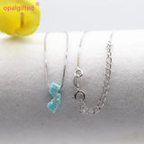 925 Sterling Silver Opal Necklace Mint Synthetic Opal Jersey Map Opal Necklace