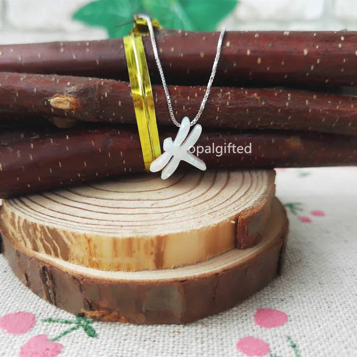 synthetic opal fire dragonfly pendant necklace 925 sterling silver chain