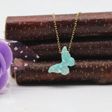 Opal Butterfly Necklace 8.6*14mm S925 Silver O Chain