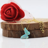 Opal Butterfly Necklace 8.6*14mm S925 Silver O Chain