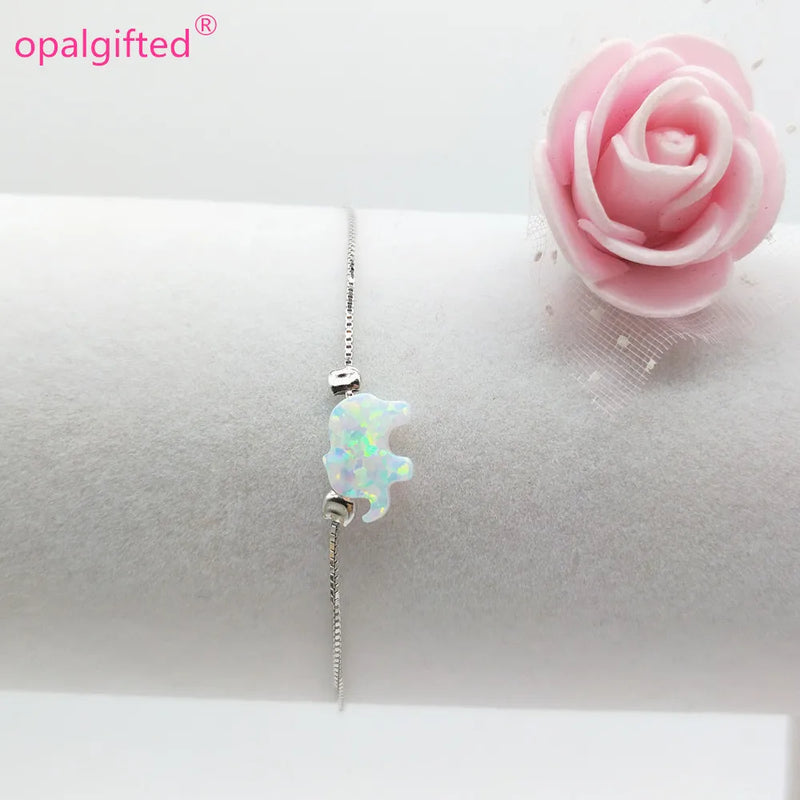 Elephant Opal Bracelet 925 Sterling Silver Synthetic Elephant Opal Bracelet