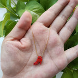 925 Silver Red Heels Opal Necklace for Women