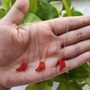 925 Silver Red Heels Opal Necklace for Women