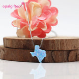 925 Silver Fire Opal Texas Map Necklace