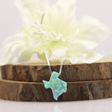 925 Silver Fire Opal Texas Map Necklace