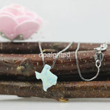 925 Silver Fire Opal Texas Map Necklace