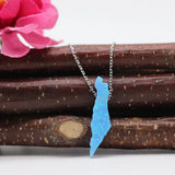 Synthetic Fire Opal Map Shape Pendant with 925 Silver O Chain