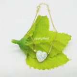 Love Heart Bracelet Opal 925 Sterling Silver Chain
