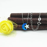 Mix Colors Moon Star Opal Necklace 925 Sterling Silver Moon Star Opal Necklaces