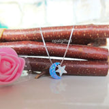 Mix Colors Moon Star Opal Necklace 925 Sterling Silver Moon Star Opal Necklaces
